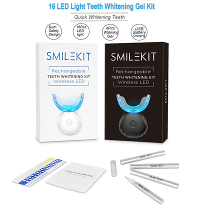 Dental Teeth Whitening Kit Mini 16 LED Cold Light 35% Carbamide Peroxide Gel Tooth Whitener Bleaching Pen Oral Tray Device Set