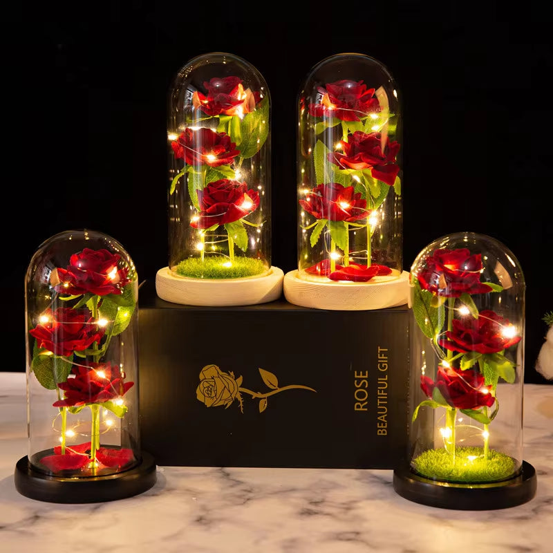 LED Galaxy Three Rose Artificial Flowers