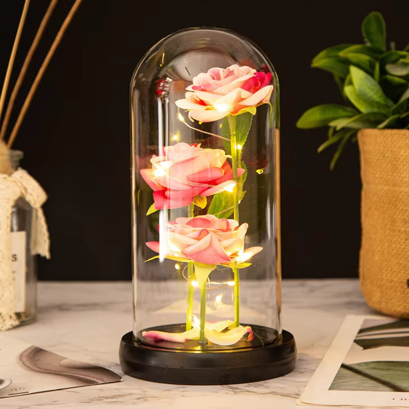 LED Galaxy Three Rose Artificial Flowers