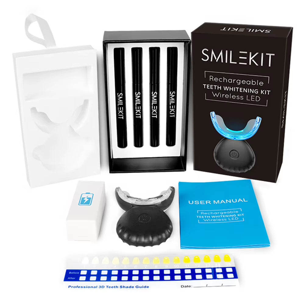 Dental Teeth Whitening Kit Mini 16 LED Cold Light 35% Carbamide Peroxide Gel Tooth Whitener Bleaching Pen Oral Tray Device Set